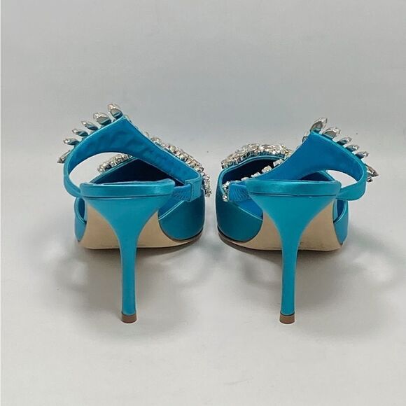 Manolo Blahnik Lurum 90 Embellished Satin Mules size 39.5 - Picture 7 of 12